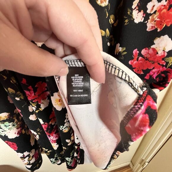 Torrid-Plus Size - Woman’s Size 4X Mini Scuba Illusion Neck Dress Black Floral - Picture 4 of 13